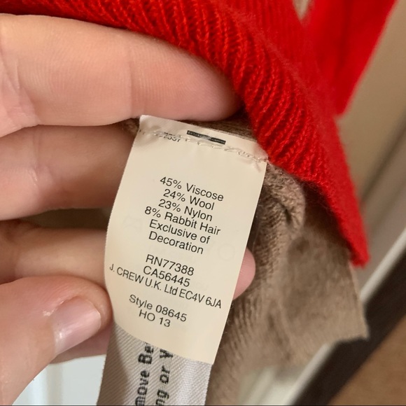 J.Crew Red/Tan Side Button Colorblock Sweater size XS - Picture 8 of 9